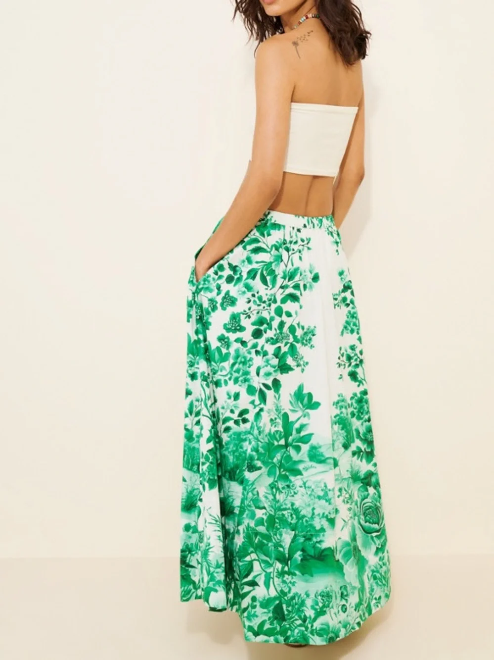 Maeve by Anthropologie The Jacie Poplin Printed Midi Skirt Size M